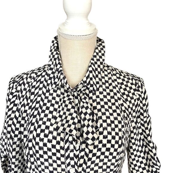 Club Monaco |Louise Dark Grey Printed Shirt Dress 100% Silk Size 6 Retail $179 - Picture 2 of 7